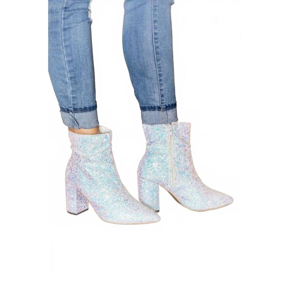 NEW OLD CUTLER sophia unicorn glitter iridescent boots in rose glitter